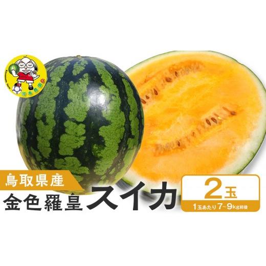 ふるさと納税 スイカ 鳥取県 北栄町 先行予約 鳥取県北栄町産 金色羅皇スイカ(2玉セット)1玉あたり7-9キロ前後(こちらの返礼品は、大栄西瓜ではありません…