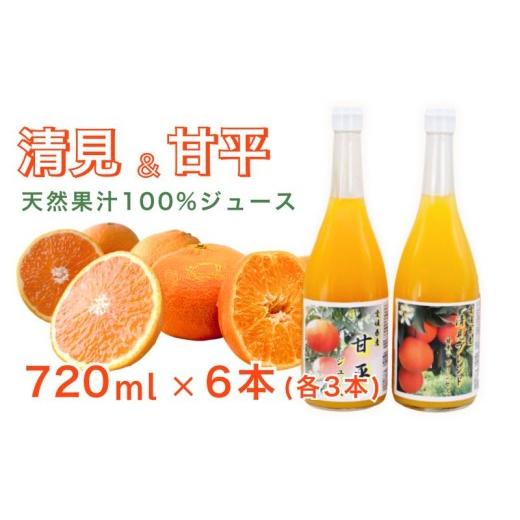 ふるさと納税 果汁飲料 みかん 愛媛県 愛南町 清見ブレンドジュース 甘平ジュース ストレート 各720ml × 3本 6本セット 中山農園 みかん 蜜柑 清見 プリンセ…
