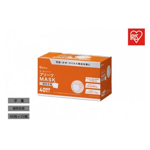 ふるさと納税 雑貨・日用品 宮城県 角田市 40枚入り×10箱 プリーツマスク 学童サイズ 40枚入 PK-NV40G×10 ホワイト