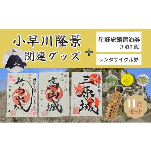 ふるさと納税 雑貨・日用品 広島県 三原市 新高山城 高山城 御城印 3種・ 小早川隆景 武将印 宿泊券 (旅館1泊2食宿泊券)・レンタサイクル券 などセット …