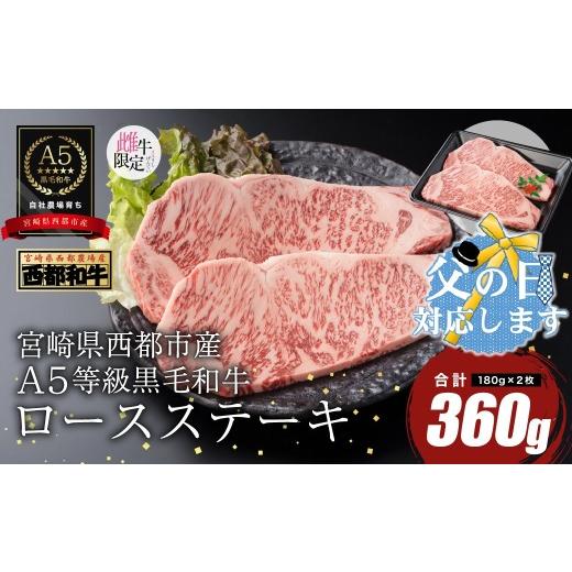 ふるさと納税 牛肉 ステーキ 宮崎県 西都市 父の日ギフト 雌牛限定 最高品質のA5等級 厳選の黒毛和牛 ロースステーキ 2枚(180g×2) 牛肉 国産 宮崎県産 西…