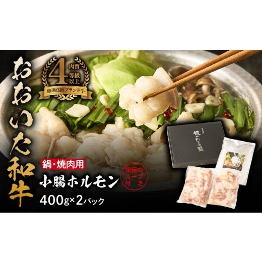 ふるさと納税 牛肉 ホルモン 大分県 国東市 秘伝のスープ付 おおいた和牛 小腸ホルモン400g×2パック_2680R もつ鍋 塩もつ もつ煮込み 旨塩 ミシュラン 高級