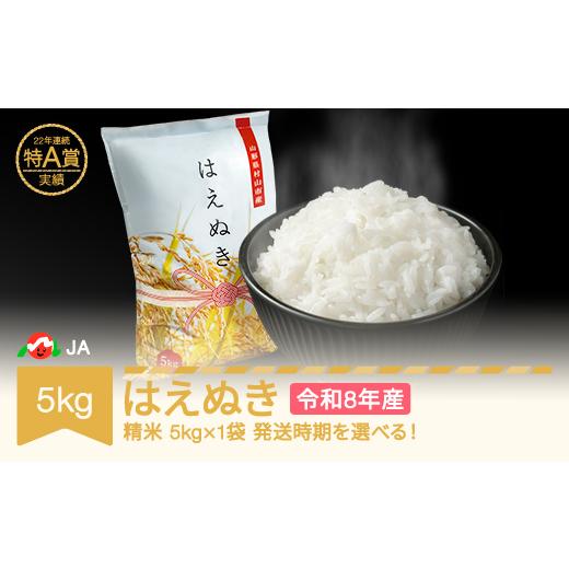 ふるさと納税 米 はえぬき 山形県 村山市 先行予約 新米 米 5kg 5kg×1 はえぬき 精米 令和8年産 2027年2月上旬 ja-haxxb5-s2a 2027年2月上旬