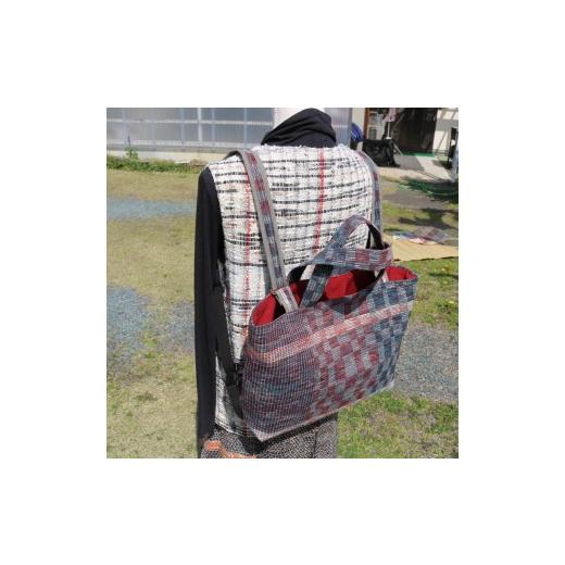 ふるさと納税 カバン リュック 静岡県 藤枝市 バッグ 裂き織り の トートバッグ 型 リュックサック チョイス限定 １点もの 鞄 着物 トート リュック ハンドメ…_1