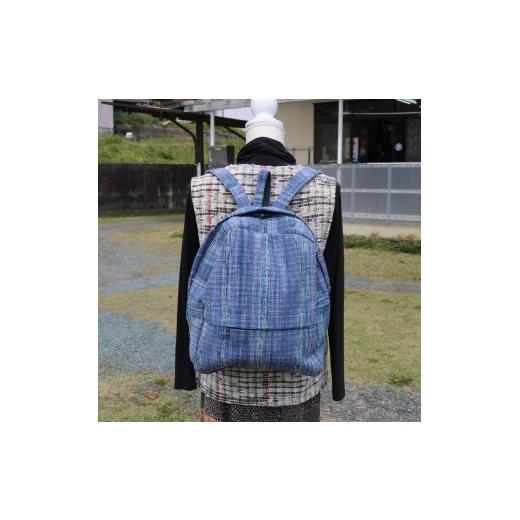 ふるさと納税 カバン リュック 静岡県 藤枝市 バッグ 薄いブルーの リュックサック 裂き織り チョイス限定 １点もの 鞄 着物 リュック ハンドメイド かばん カ…_1