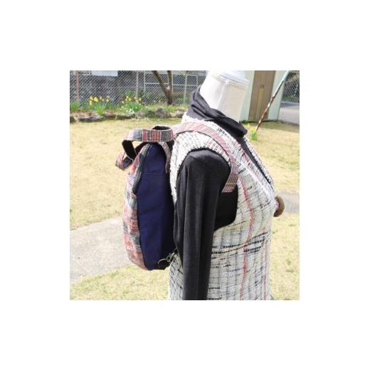 ふるさと納税 カバン リュック 静岡県 藤枝市 バッグ 赤系の小さめ リュックサック 裂き織り チョイス限定 １点もの 鞄 着物 リュック ハンドメイド かばん カ…_8