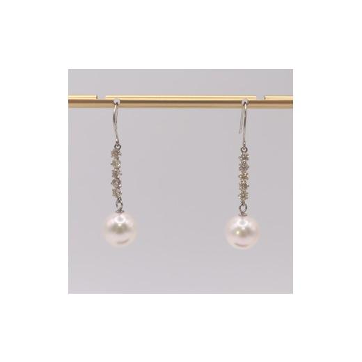 ふるさと納税 アクセサリー ピアス 三重県 伊勢市 2048 真珠科学研究所花珠鑑別書付 Pt900 あこや本真珠8.0mmup ダイヤモンド0.50ct ピアス