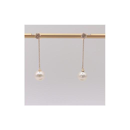 ふるさと納税 アクセサリー ピアス 三重県 伊勢市 2050 K18 あこや本真珠6.5〜7.0mm ダイヤモンド0.30ct ピアス 2way 取外し可能