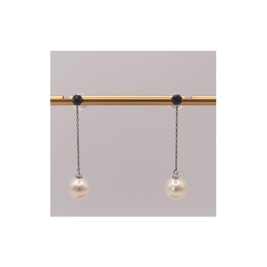 ふるさと納税 アクセサリー ピアス 三重県 伊勢市 2051 Pt あこや本真珠6.5〜7.0mm ブラックダイヤモンド0.20ct ピアス 2way 取外し可能