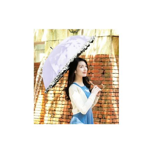 ふるさと納税 雑貨・日用品 兵庫県 芦屋市 ロサブラン 日傘 ミドル フリル 55cm アイリス×アイボリー 1f1-028 | 100% 完全遮光 晴雨兼用 Rose blanc 傘 カサ…