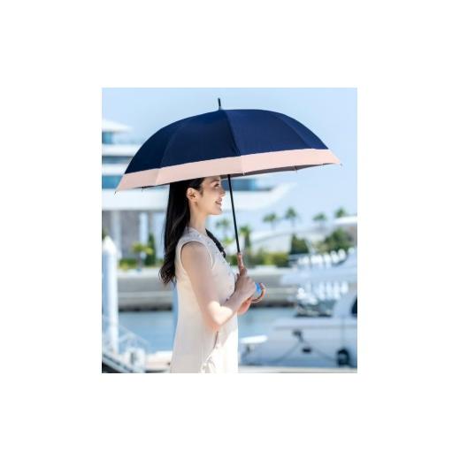 ふるさと納税 雑貨・日用品 兵庫県 芦屋市 ロサブラン 日傘 ミドル コンビ 55cm ネイビー×ピンク | 100% 完全遮光 晴雨兼用 Rose blanc 傘 カサ uvカット 遮…