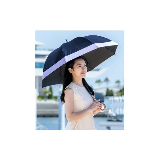 ふるさと納税 雑貨・日用品 兵庫県 芦屋市 ロサブラン 日傘 ミドル コンビ 55cm ネイビー×ラベンダー | 100% 完全遮光 晴雨兼用 Rose blanc 傘 カサ uvカッ…