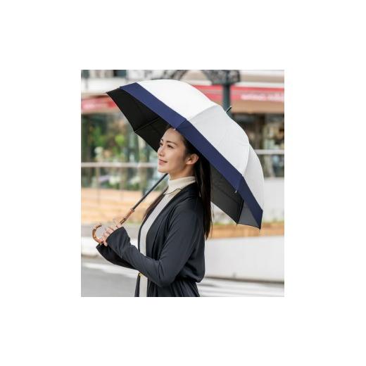 ふるさと納税 雑貨・日用品 兵庫県 芦屋市 ロサブラン 日傘 ミドル コンビ 55cm アイボリー×ネイビー | 100% 完全遮光 晴雨兼用 Rose blanc 傘 カサ uvカッ…