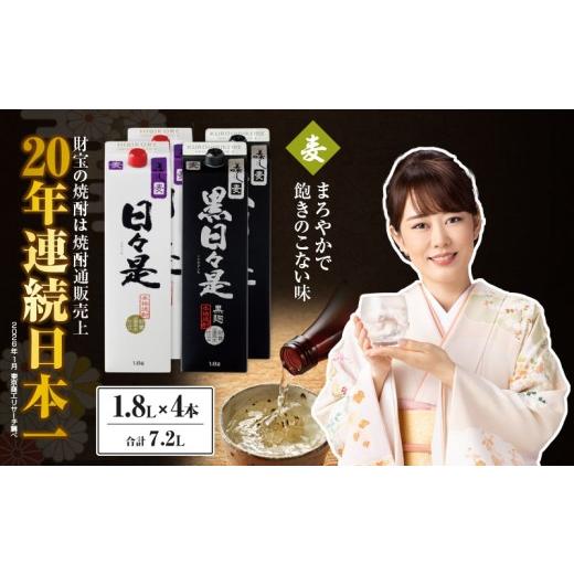 ふるさと納税 焼酎 麦 鹿児島県 鹿屋市 麦焼酎 紙パック 4本『日々是(麦)』『黒日々是(麦)』温泉水仕立ての焼酎 KN021-010-02