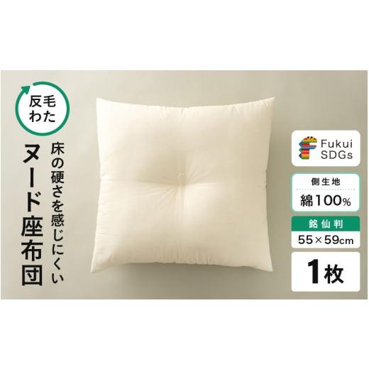 ふるさと納税 雑貨・日用品 福井県 坂井市 床の硬さを感じにくい「反毛わた」ヌード座布団(銘仙判55×59)(側キナリ)1枚