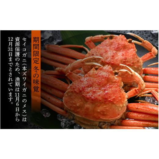 ふるさと納税 カニ ずわいガニ 福井県 美浜町 《冷凍》獲れたて 茹でたての越前セイコガニ小 2杯を-60°Cで急速冷凍しました 越前がに 雌 ズワイガニ カニ 海…の画像