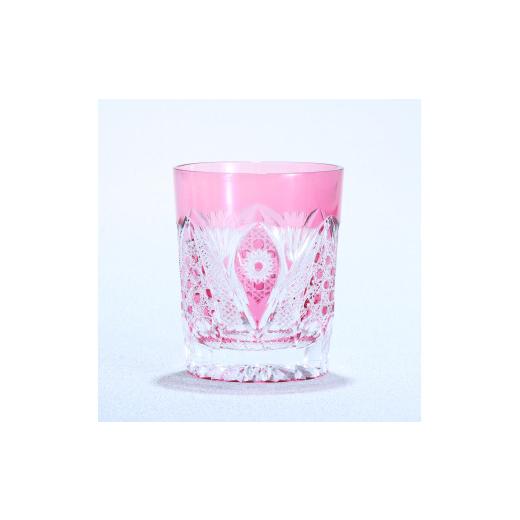 ふるさと納税 陶磁器・漆器・ガラス 宮崎県 綾町 オールドファッション ロックグラス「綾切子」(カラー:金赤) グラスアート黒木 _A0004-042 金赤