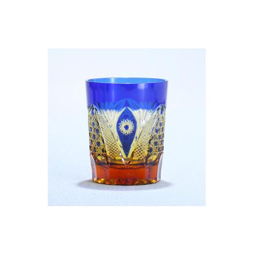 ふるさと納税 陶磁器・漆器・ガラス 宮崎県 綾町 オールドファッション ロックグラス「綾切子」(カラー:アンバー/ルリ) グラスアート黒木 _A0004-044 アン…