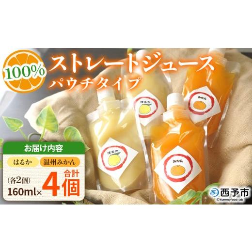 ふるさと納税 果汁飲料 みかん 愛媛県 西予市 温州みかん&はるか100%ストレートジュース パウチタイプ 160ml×各2個 計4個 『1か月以内に順次発送予定』飲…