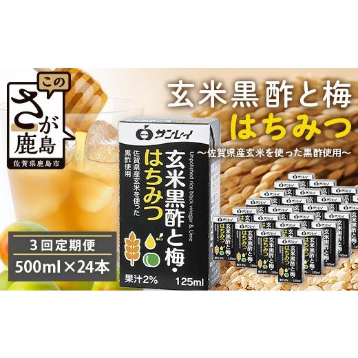 ふるさと納税 飲料類 佐賀県 鹿島市 玄米黒酢と梅はちみつ 125ml×24本 3回 定期便 清涼飲料水 飲みやすい サンレイ 紙パック 飲料 飲み物 さわやか サッパリ …