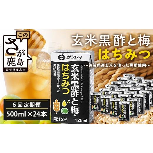 ふるさと納税 飲料類 佐賀県 鹿島市 玄米黒酢と梅はちみつ 125ml×24本 6回 6カ月 定期便 清涼飲料水 飲みやすい サンレイ 紙パック 飲料 飲み物 さわやか サ…