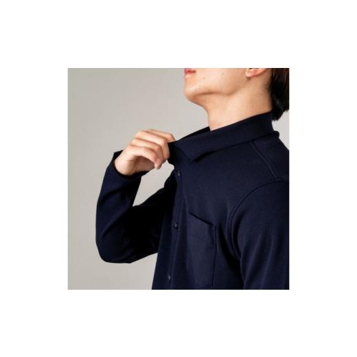ふるさと納税 服 男 大阪府 泉大津市  M×ネイビー オールユアーズ もっと着た着て 泉大津シャツ | 軽量 ノーアイロン ストレッチ 速乾 形態安定 長袖 軽い イ…の画像