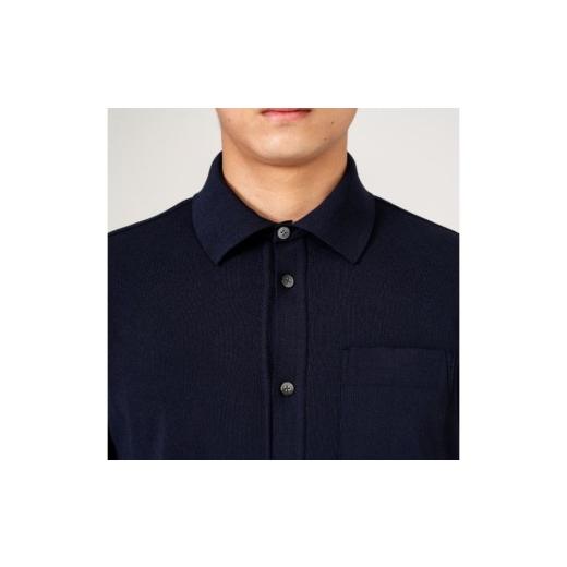 ふるさと納税 服 男 大阪府 泉大津市  M×ネイビー オールユアーズ もっと着た着て 泉大津シャツ | 軽量 ノーアイロン ストレッチ 速乾 形態安定 長袖 軽い イ…の画像