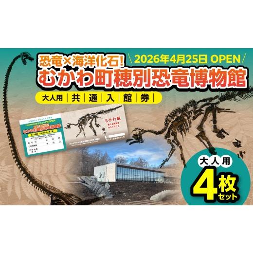ふるさと納税 入場券・優待券 北海道 むかわ町 令和8年4月25日OPEN 恐竜×海洋化石 むかわ町穂別恐竜博物館 共通入館券 大人用4枚セット MKWAM001 ふるさと…
