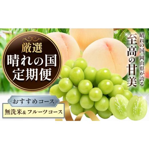 ふるさと納税 無洗米 岡山県 矢掛町 晴れの国からお届け 晴れの国 定期便 おすすめコース 無洗米&フルーツコース シャインマスカット 桃 米 フルーツ ふるさ…