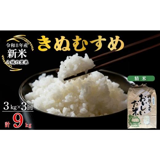 ふるさと納税 米 きぬむすめ 山口県 下関市 令和8年産先行予約 定期便 3ヶ月 きぬむすめ 精米 3kg 計9kg 定期便 3ヶ月 精米 3kg