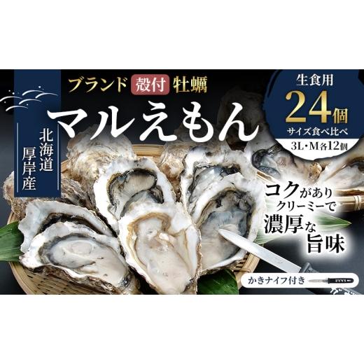 ふるさと納税 牡蠣 生牡蠣 北海道 厚岸町 厚岸産 ブランド 殻付カキ マルえもん 生食用 サイズ食べ比べ 24個 (3L・M各12個) 魚貝類 生牡蠣 かき 牡蠣 カキ 生…_1
