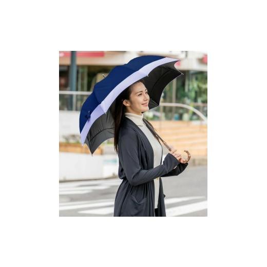 ふるさと納税 雑貨・日用品 兵庫県 芦屋市 ロサブラン 日傘 ミドル コンビアーチ 55cm ネイビー×ラベンダー | 100% 完全遮光 晴雨兼用 Rose blanc 傘 カサ u…