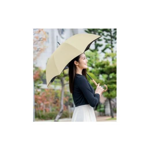 ふるさと納税 雑貨・日用品 兵庫県 芦屋市 ロサブラン 日傘 ミドル プレーン 55cm シャンパンベージュ(ブラック) | 100% 完全遮光 晴雨兼用 Rose blanc 傘 カ…