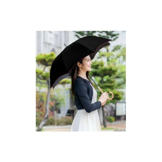 ふるさと納税 雑貨・日用品 兵庫県 芦屋市 ロサブラン 日傘 ミドル プレーン ダンガリー 55cm シャンブレーブラック(レッド) | 100% 完全遮光 晴雨兼用 Rose …