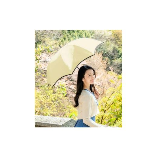 ふるさと納税 雑貨・日用品 兵庫県 芦屋市 ロサブラン 日傘 ミドル パイピング 55cm ベージュ×ブラック | 100% 完全遮光 晴雨兼用 Rose blanc 傘 カサ uvカ…