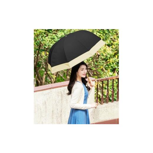 ふるさと納税 雑貨・日用品 兵庫県 芦屋市 ロサブラン 日傘 ラージ コンビ 60cm ブラック×ベージュ | 100% 完全遮光 晴雨兼用 Rose blanc 傘 カサ uvカット …
