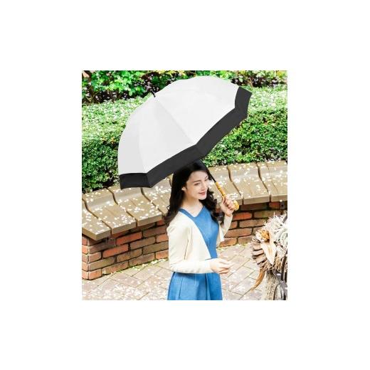 ふるさと納税 雑貨・日用品 兵庫県 芦屋市 ロサブラン 日傘 ラージ コンビ 60cm アイボリー×ブラック | 100% 完全遮光 晴雨兼用 Rose blanc 傘 カサ uvカッ…