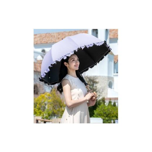 ふるさと納税 雑貨・日用品 兵庫県 芦屋市 ロサブラン 日傘 ラージ フリル 60cm アイリス | 100% 完全遮光 晴雨兼用 Rose blanc 傘 カサ uvカット 遮光 遮熱 …