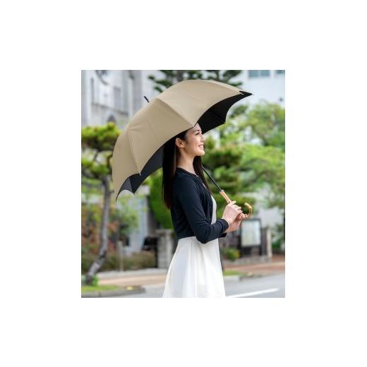 ふるさと納税 雑貨・日用品 兵庫県 芦屋市 ロサブラン 日傘 ラージ プレーン 60cm シャンパンベージュ(ブラック) | 100% 完全遮光 晴雨兼用 Rose blanc 傘 カ…