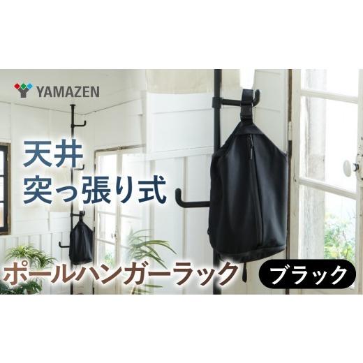 ふるさと納税 家具 収納家具 東京都 江東区 山善 YAMAZEN 天井突っ張り式 ポールハンガーラック シングル 高さ200-280cm 伸縮 73064 WJ-725RM(MBK) ブラッ…
