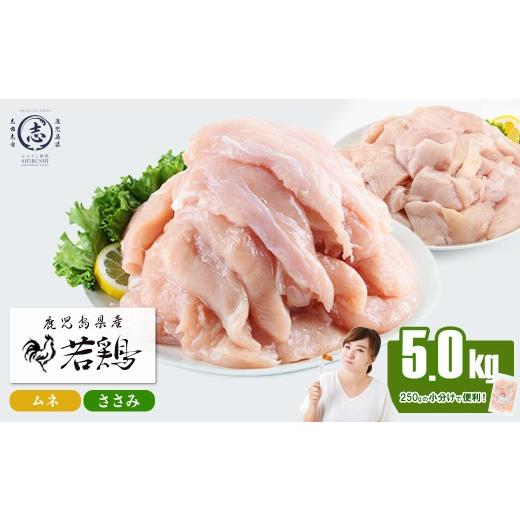 ふるさと納税 鶏肉 ムネ 鹿児島県 志布志市 小分けで便利 鹿児島県産若鶏 ムネ・ささみ セット 計5kg 鶏肉 とり肉 鳥肉 ムネ肉 むね肉 小分け ささみ 鳥ささみ…