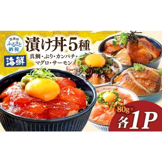 ふるさと納税 魚貝類 鯛 高知県 芸西村 漬け丼5種セット 真鯛・ブリ・カンパチ・マグロ・サーモン 1食80g×各1P タイ 鰤 鮪 海鮮丼 刺身 海鮮 魚介 魚 お茶漬…