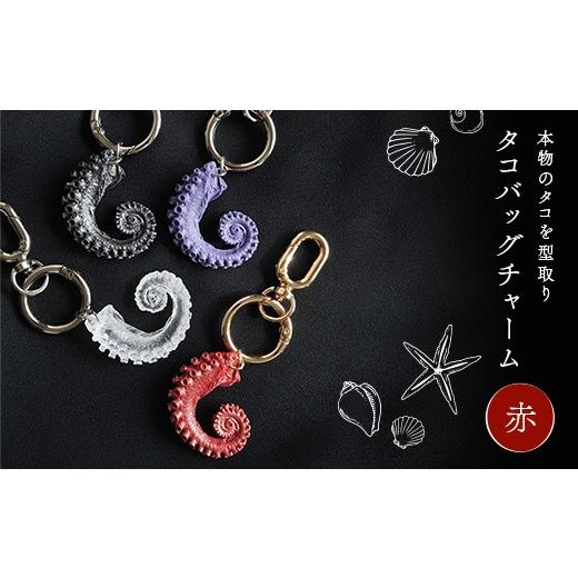 ふるさと納税 小物 山口県 山陽小野田市 タコバッグチャーム(赤)- 本物のタコを型取り 目印 アクセサリー 軽量 樹脂 山陽小野田市 F6L-1465 赤