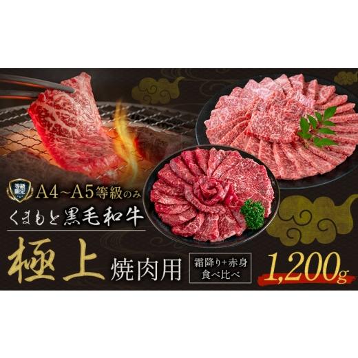 ふるさと納税 牛肉 熊本県 山江村 畜産農家応援企画 黒毛和牛 くまもと黒毛和牛 A4-A5等級 霜降り 赤身 食べ比べ セット日以 焼肉用 1200g 牛肉[7-14内に出荷…