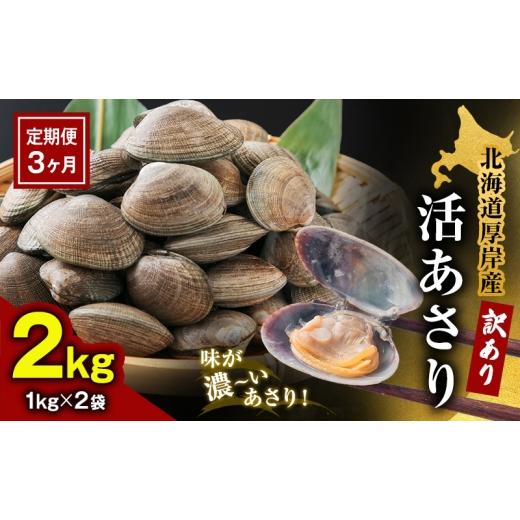 ふるさと納税 魚貝類 あさり 北海道 厚岸町 3カ月 定期便 訳あり 北海道 厚岸産 砂出し済み 活あさり 1kg×2 (合計2kg) 厚岸海産 アサリ 魚貝 海鮮 大粒 美味…