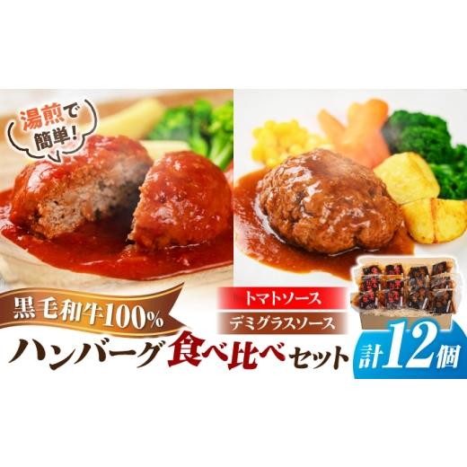 ふるさと納税 肉 ハンバーグ 島根県 松江市 黒毛和牛100%ハンバーグ食べ比べセット(デミグラスソース・トマトソース)計12個 島根県松江市/株式会社MJビー…