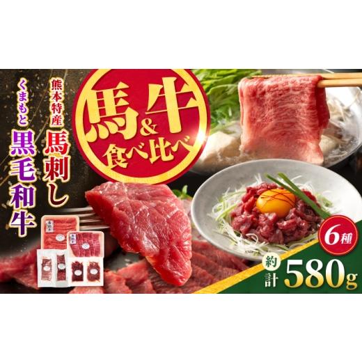 ふるさと納税 馬肉 熊本県 合志市 熊本特産馬刺しとくまもと黒毛和牛 藤彩牛 の贅沢食べ比べセット 計約580g 亀井通産株式会社