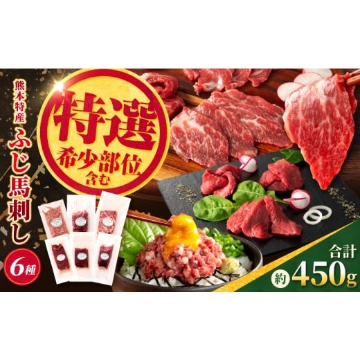 ふるさと納税 馬肉 熊本県 合志市 熊本特産 厳選ふじ馬刺し6種セット(ふじ馬刺し大トロ・中トロ・ヒレ・ランプ・上赤身・ネギトロ) 計約450g 亀井通産株式…