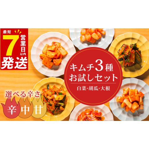 ふるさと納税 セット・詰合せ 大阪府 松原市 キムチ 3種 詰め合わせ 中辛 食べ比べ 小分け 白菜 胡瓜 大根 アソート バラエティーセット ごはんのお供 ピリ辛 …