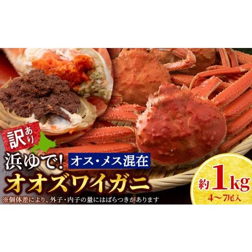 ふるさと納税 カニ 北海道 白老町 7営業日以内発送 訳あり オオズワイガニオスメス混在 浜ゆで(4-7尾)1kg